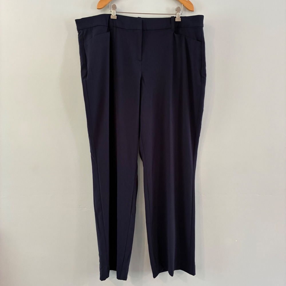 Lane Bryant Dress Pant 20R Navy Blue The Houston No-Gap Elastic Waistband Office